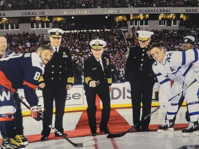 Carter dropping puck