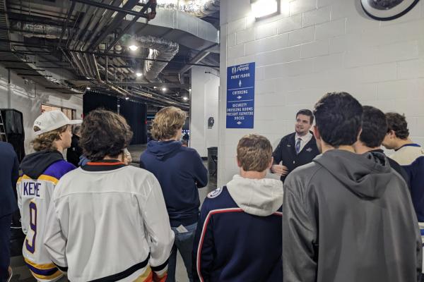 Students on tour of Nationwide arena
